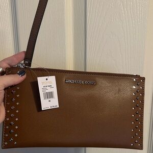 Michael Kors Tan Studded Wristlet Clutch